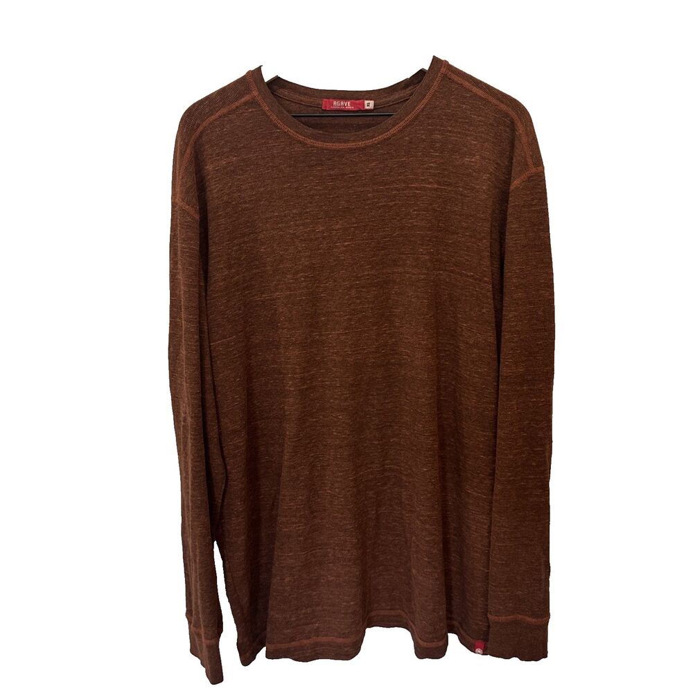 Agave Men's Heather Brown Orange 100% Cotton Long Sleeve Shirt XL
